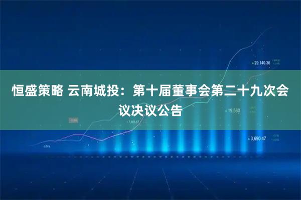 恒盛策略 云南城投：第十届董事会第二十九次会议决议公告